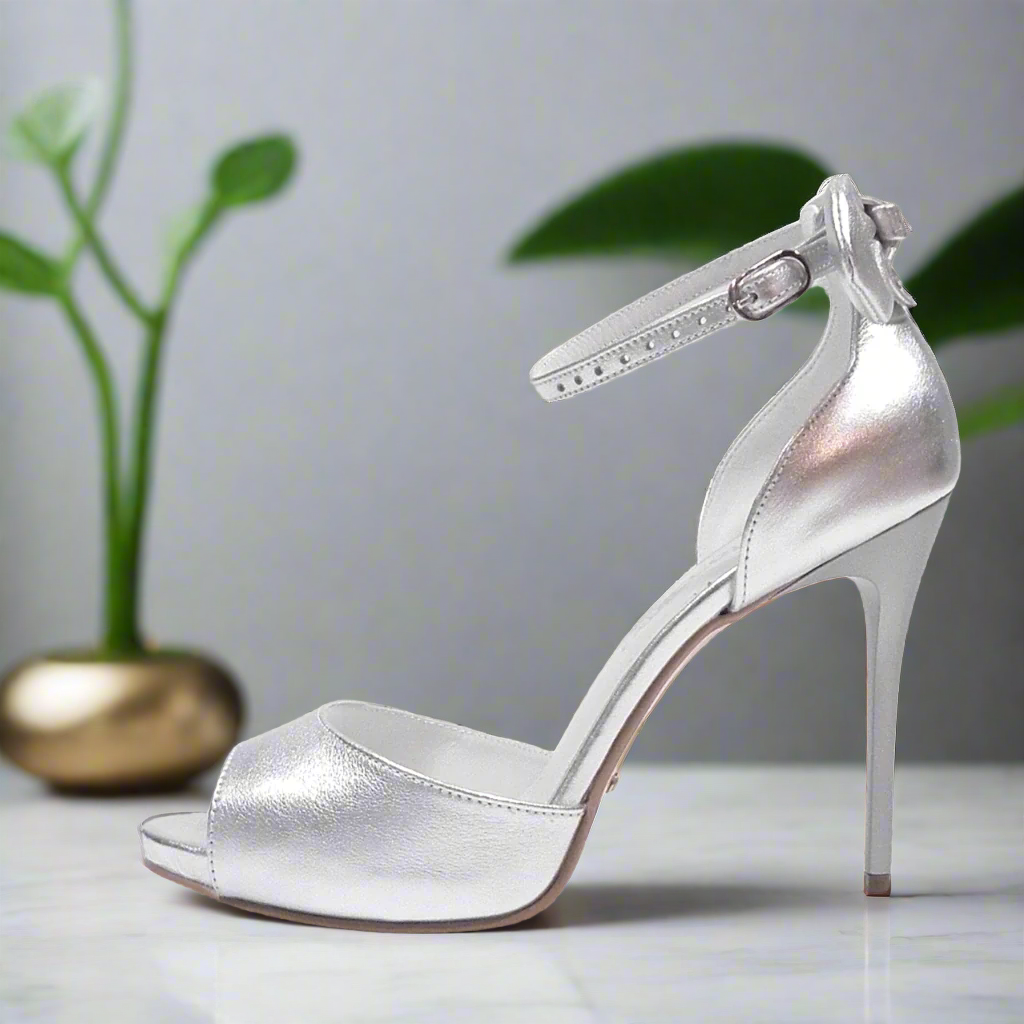 Silver platform wedding on sale shoes