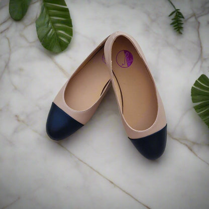 Almond toe two tone ballerina shoes