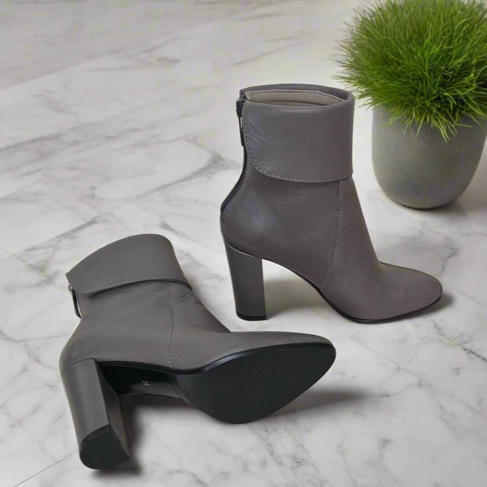 Grey chunky heel ankle shops boots