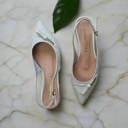 Petite slingback shoes in white leather