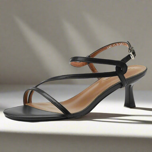 Black strappy heels in petite size