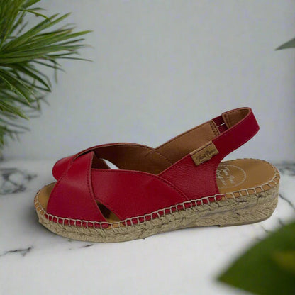 Red leather espadrilles in petite size