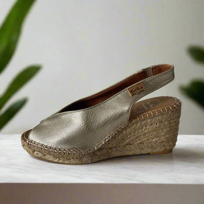 Gold leather Toni Pons petite wedge espadrilles  