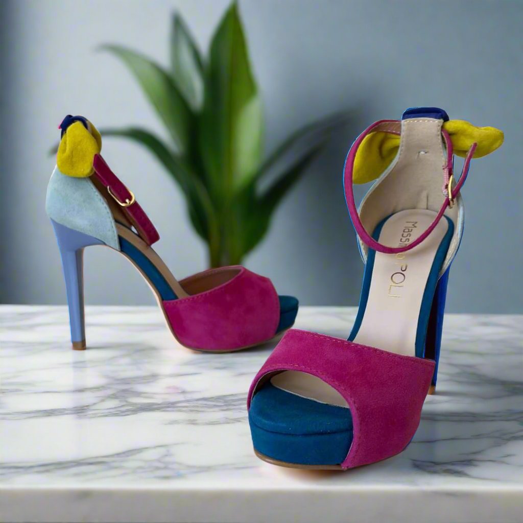 Colourful hot sale heeled sandals