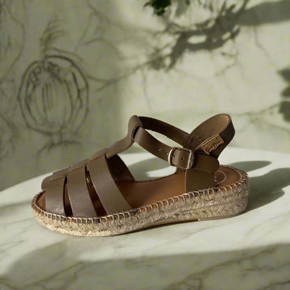 Piccolashoes petite leather sandals in khaki green 