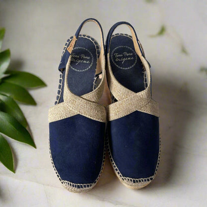 Petite size blue suede espadrille wedges