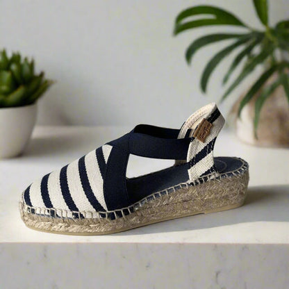  Vegan women's espadrille in striped cotton with wedge