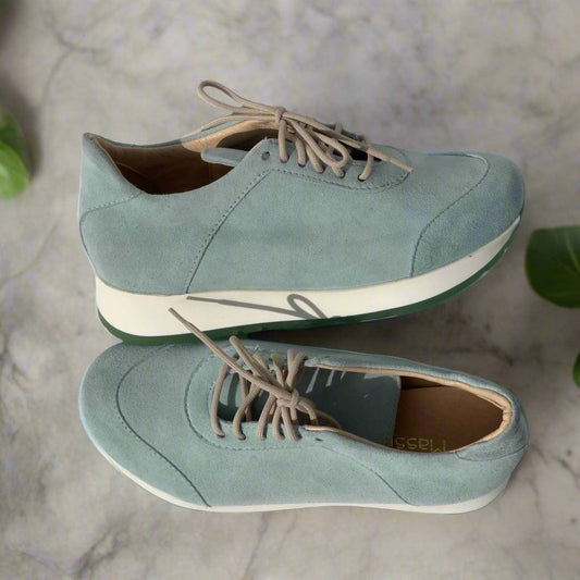 Petite size blue suede platform sneakers