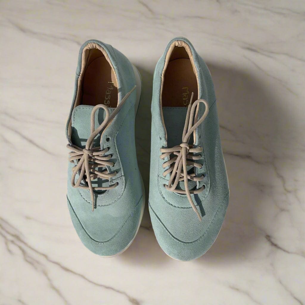 Small size ladies sneaker shoes in mint suede