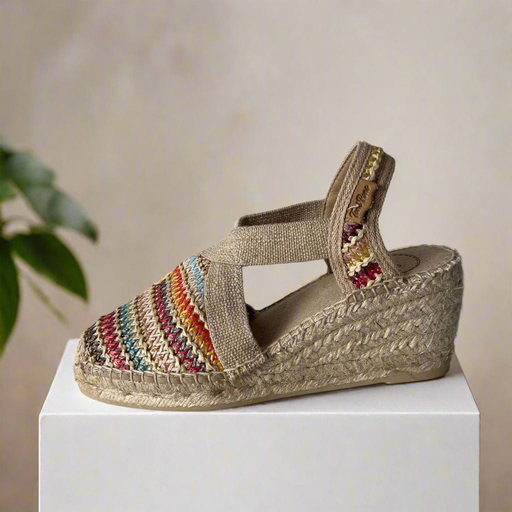  Multicoloured raffia vegan espadrilles