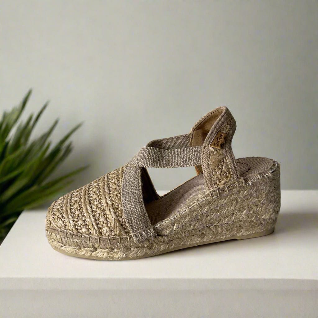 Petite natural raffia wedge sandals