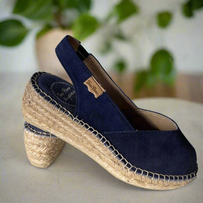 Blue suede open toe espadrilles 