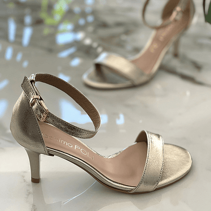 Gold leather petite sandals