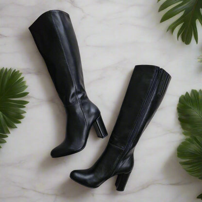 Small size knee high black boots