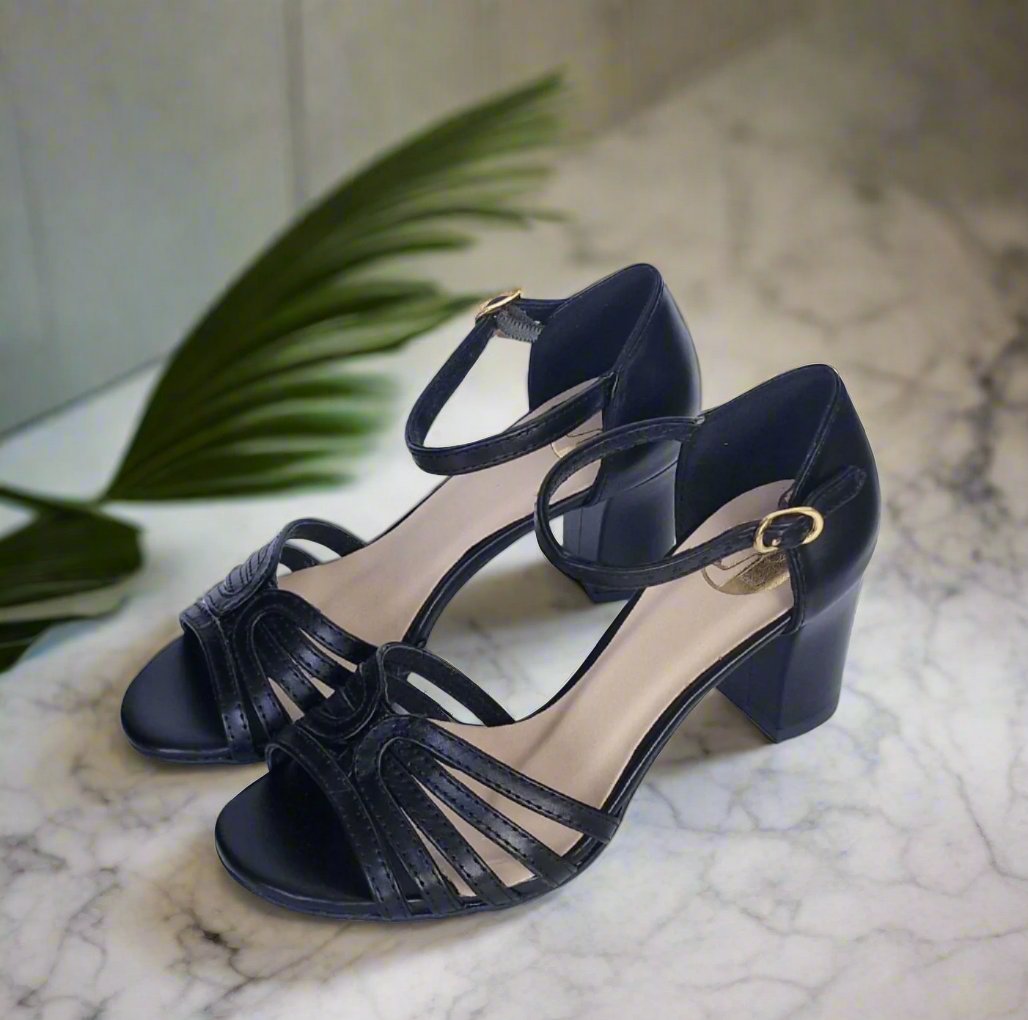 Small black store block heels