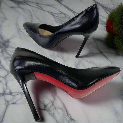 Sexy red sole black high heels