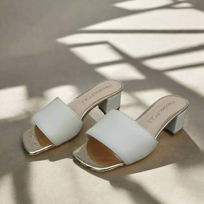 Cream and gold leather sandals in small size