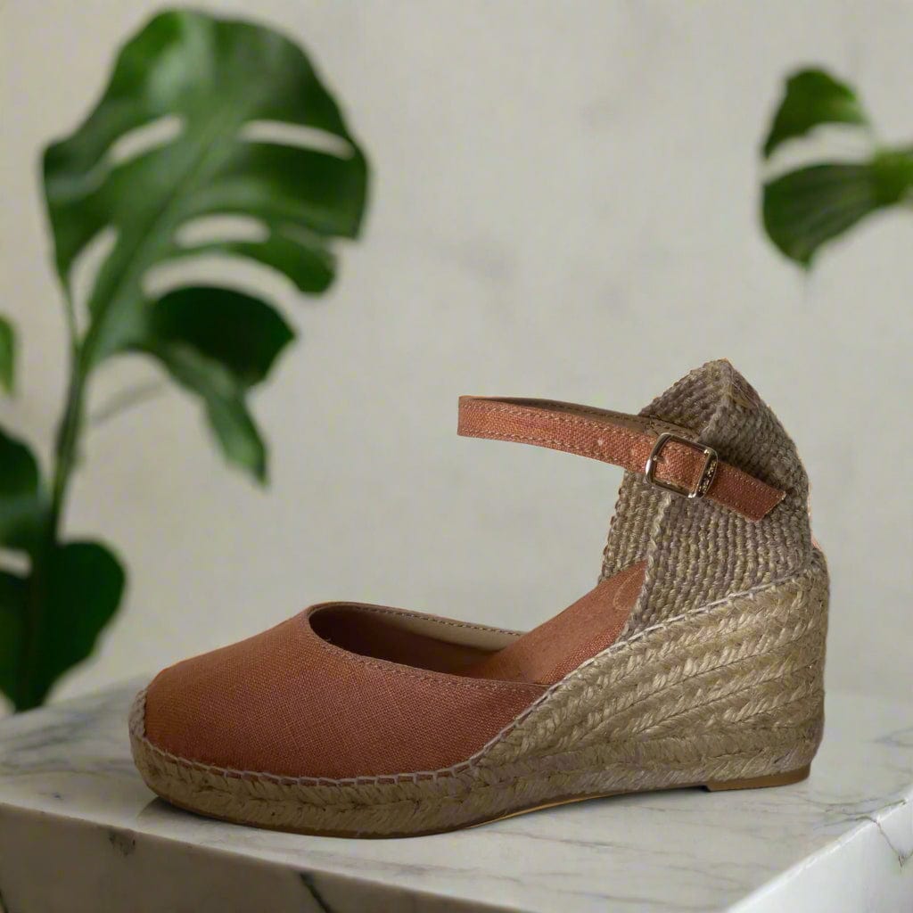  Closed toe orange espadrilles for women