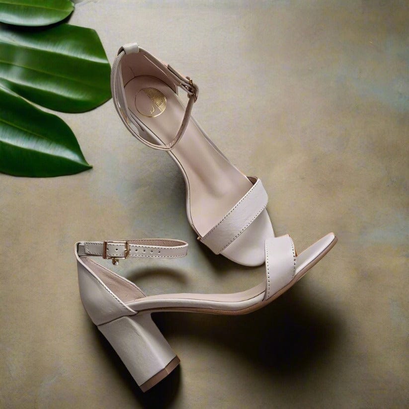 Nude leather barely there strap sandals