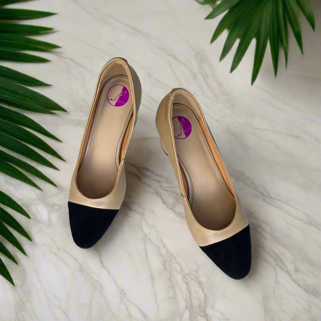 Almond toe two tone court shoes in petite size