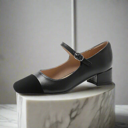 Black leather mary janes