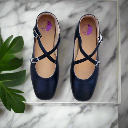 Petite Mary Jane shoes with cross straps