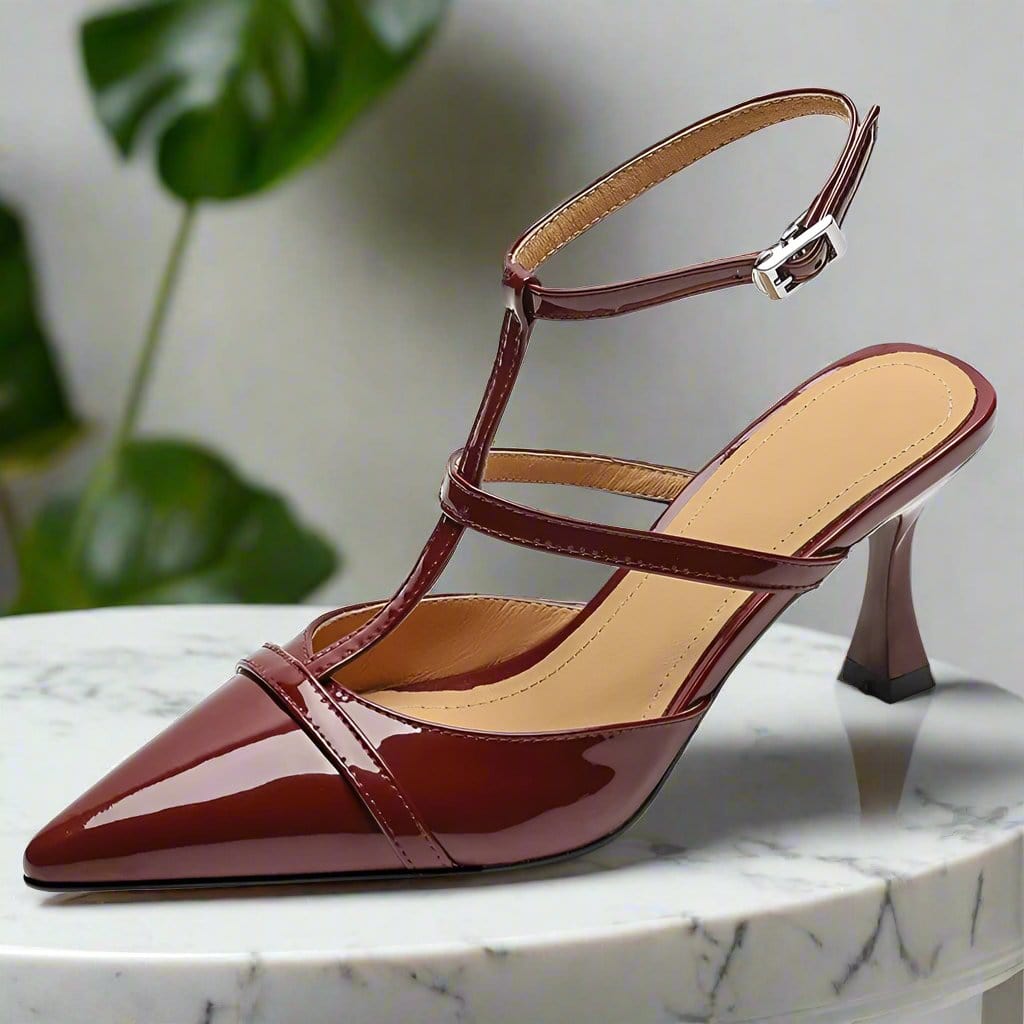 Burgundy slingback heels