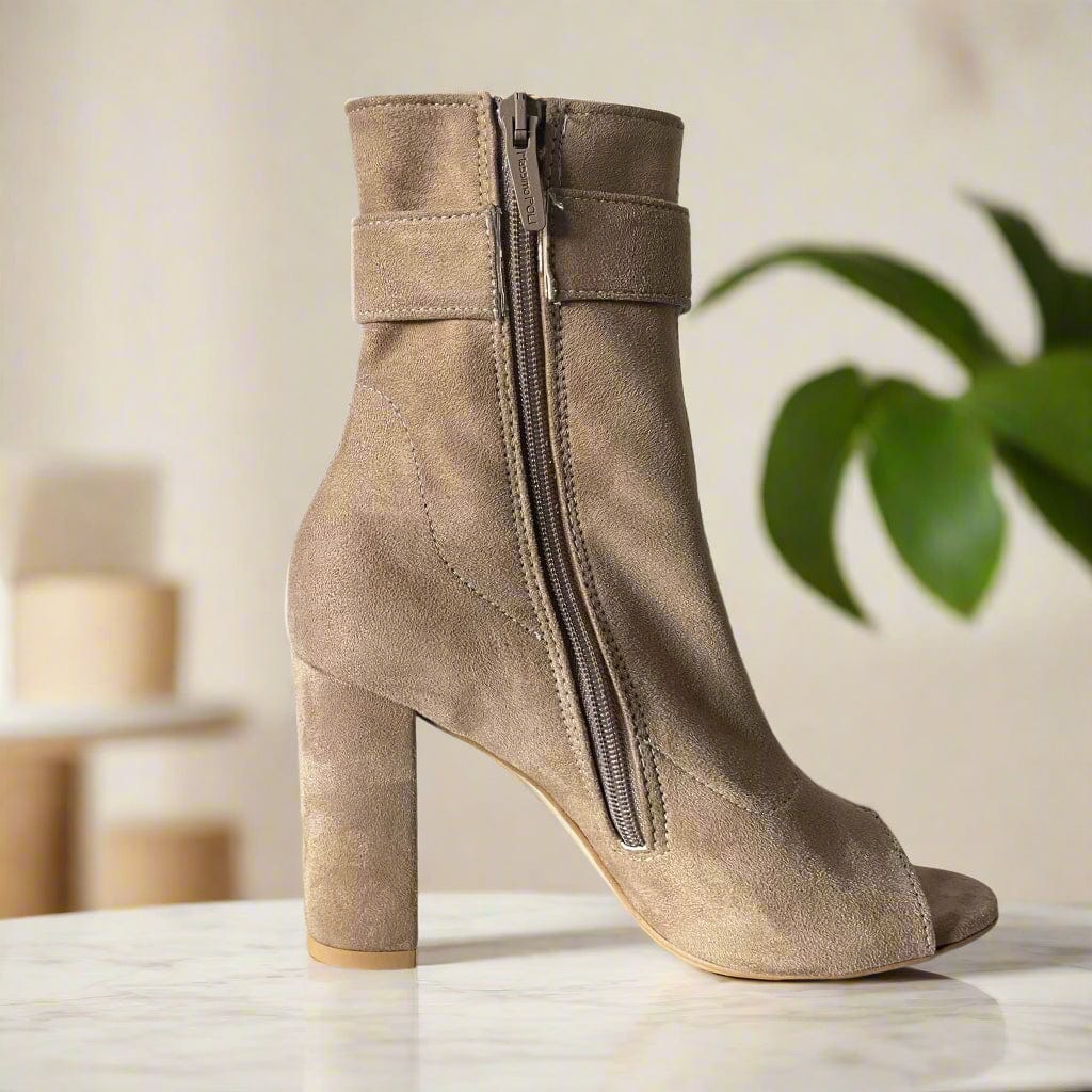 Open toe side zip calf boots in petite size