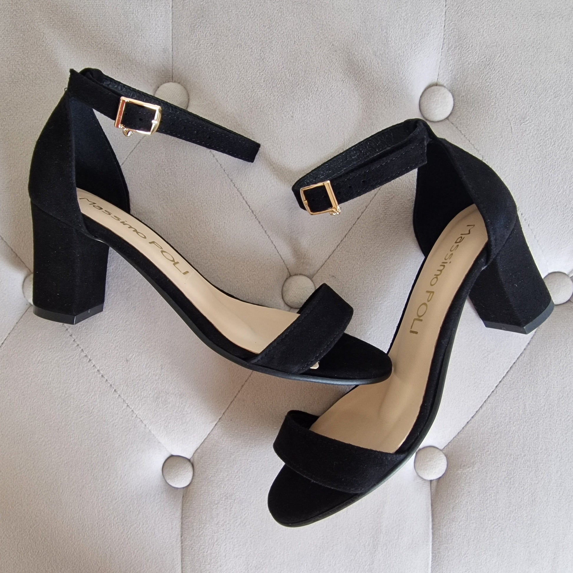 Small size ladies sandals in black suede