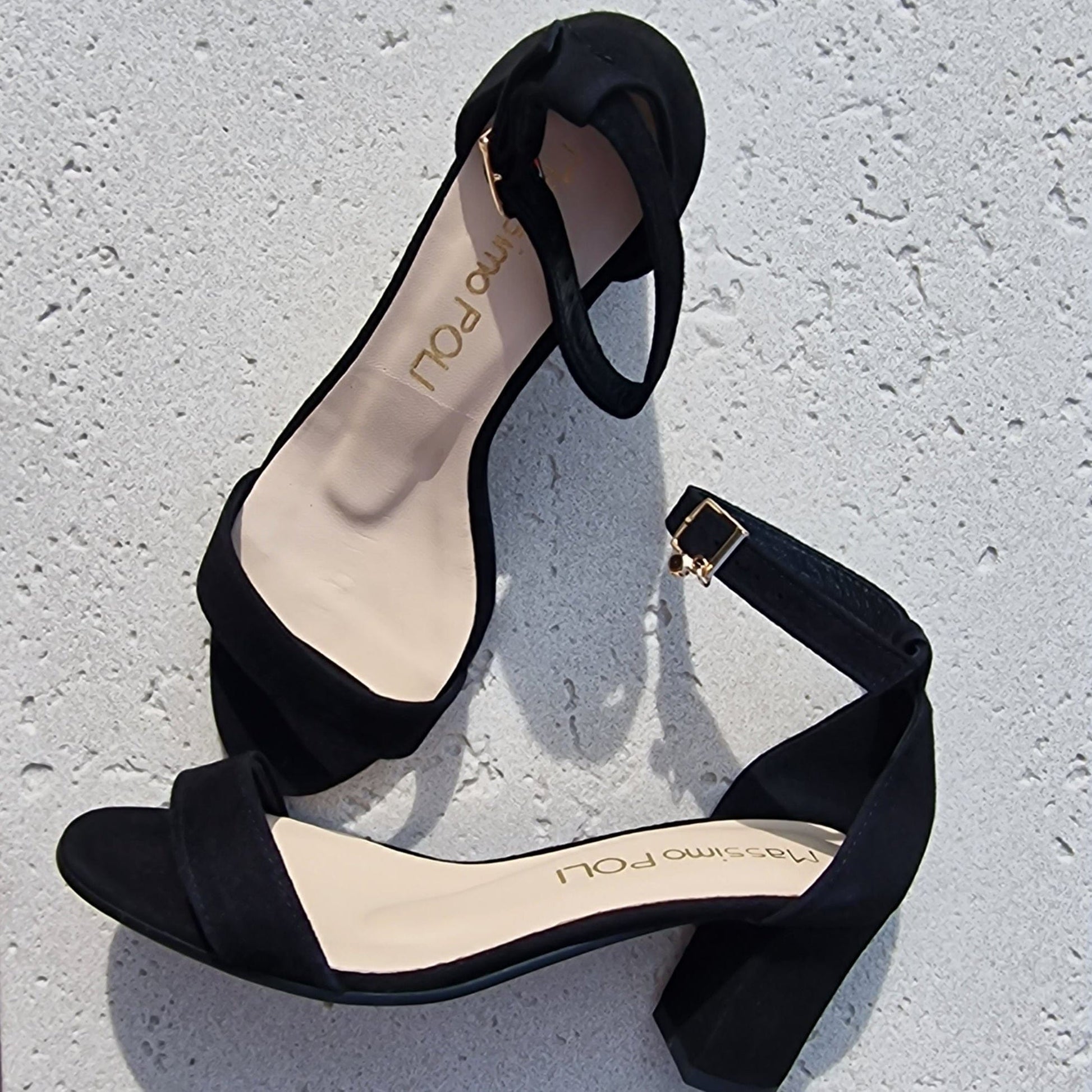 Petite size black strap heels