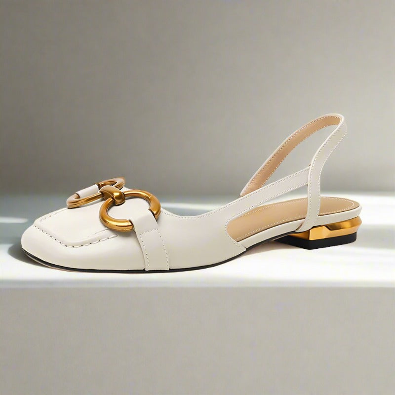 Cream leather petite open heel sandals