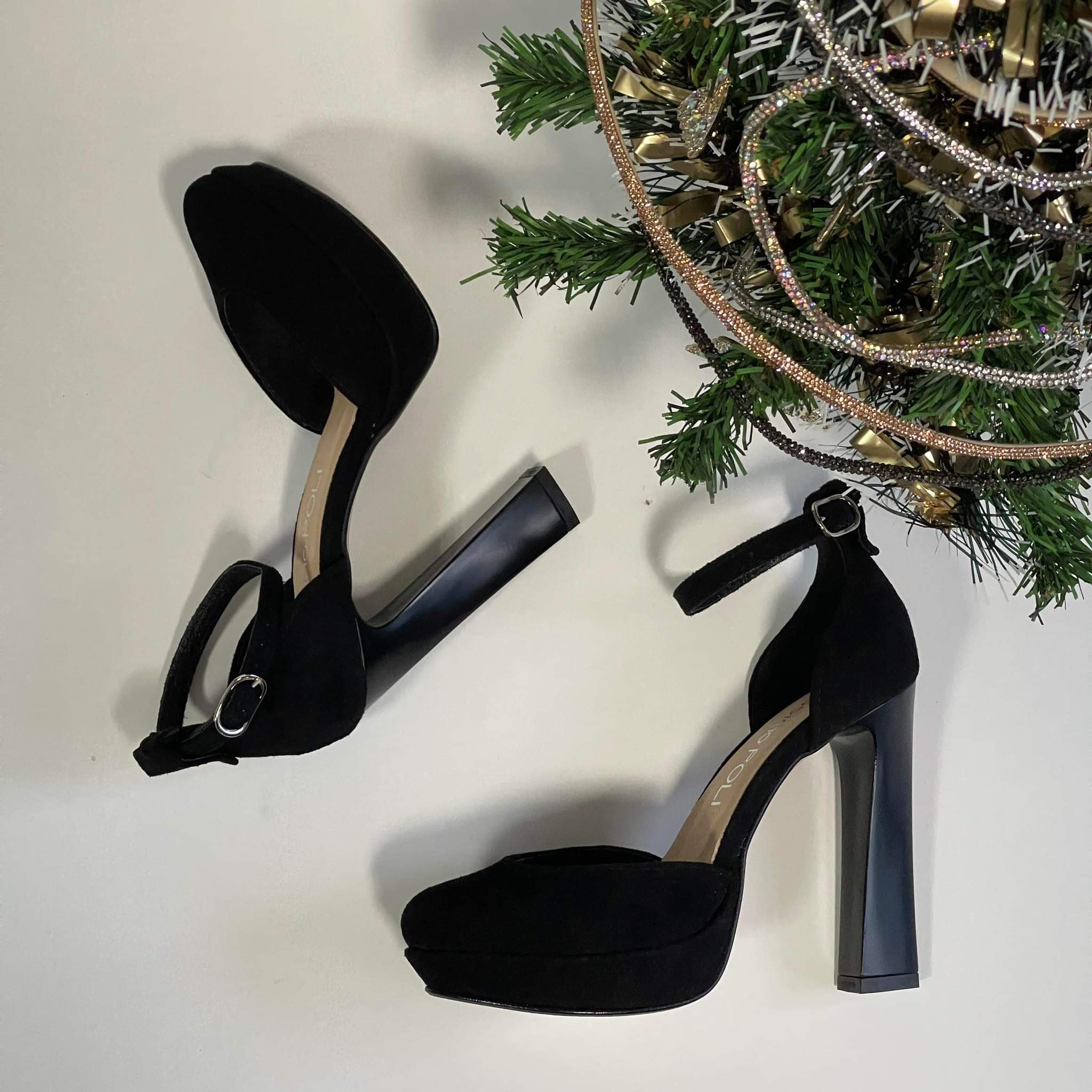 Black small platform store heels