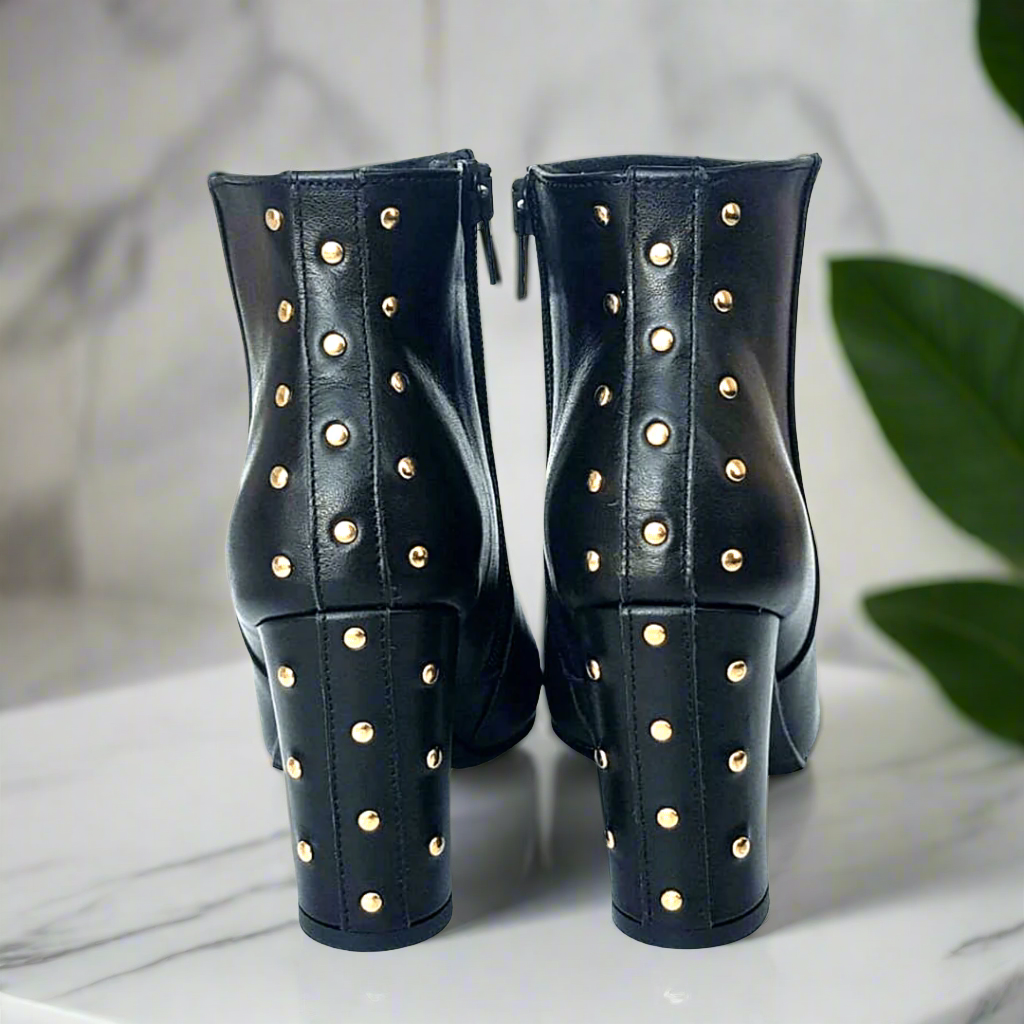 Black ankle boots with silver studs best sale